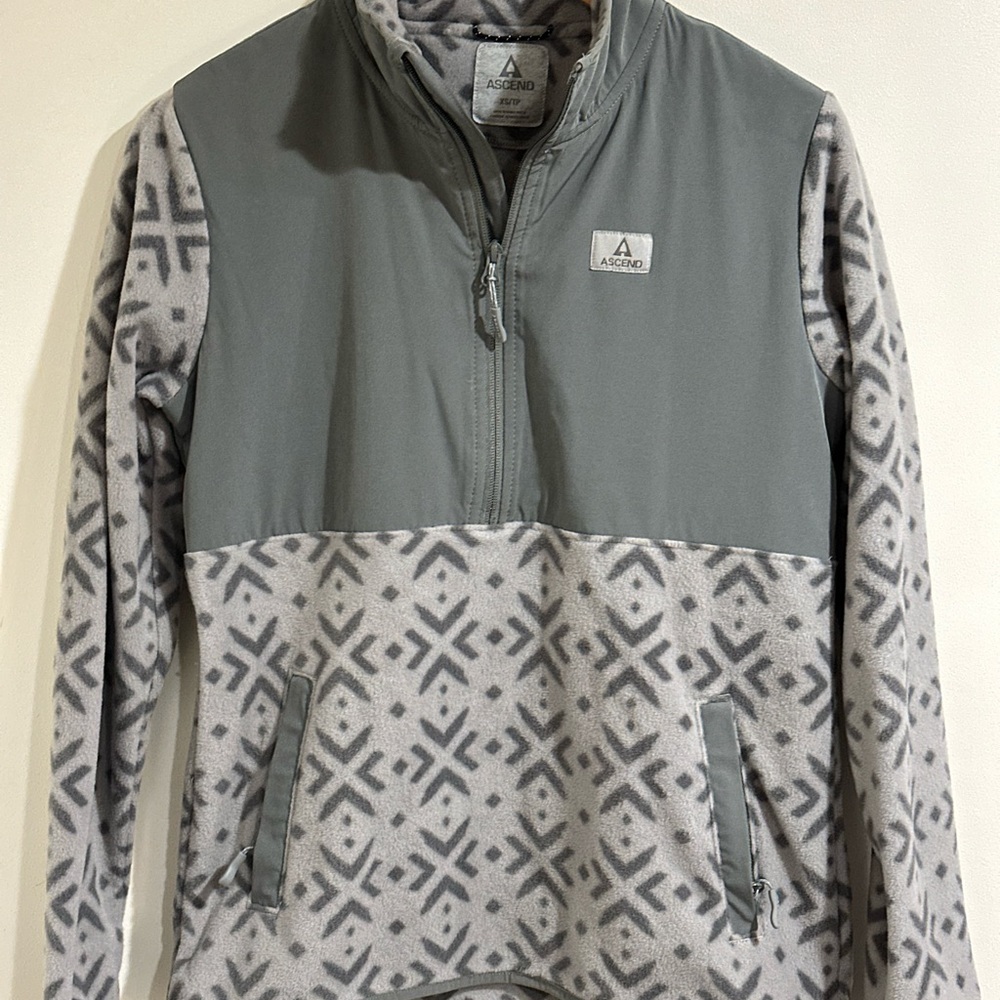 Ascend Charcoal Fleece Jacket with Patterned Lining